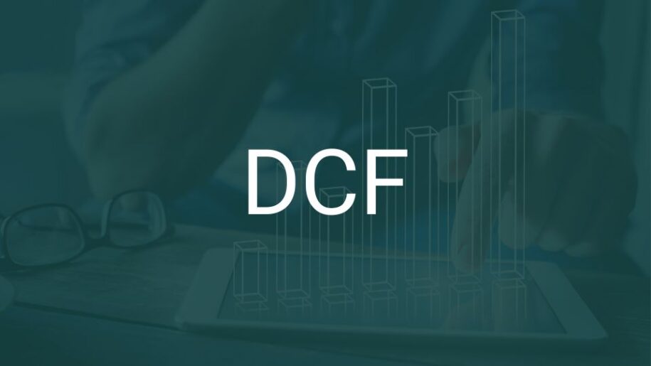 Grafik zur DCF-Bewertungsmethode in der Softwarebranche, die zukünftige Cashflows analysiert und abdiskontiert.