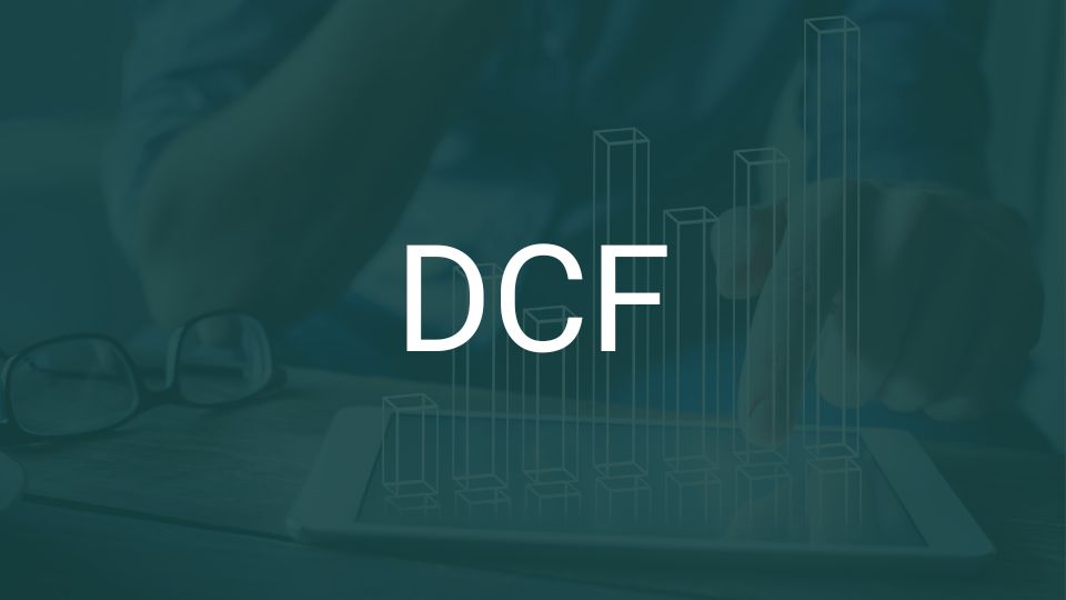 Grafik zur DCF-Bewertungsmethode in der Softwarebranche, die zukünftige Cashflows analysiert und abdiskontiert.